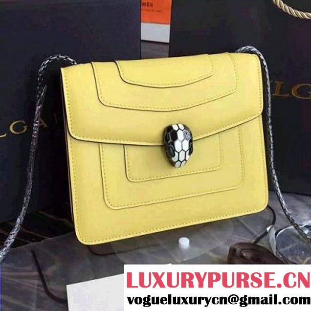 Bvlgari Yellow Calf Leather Serpenti Forever Flap Cover Bag 20cm (BGJ-121402 )