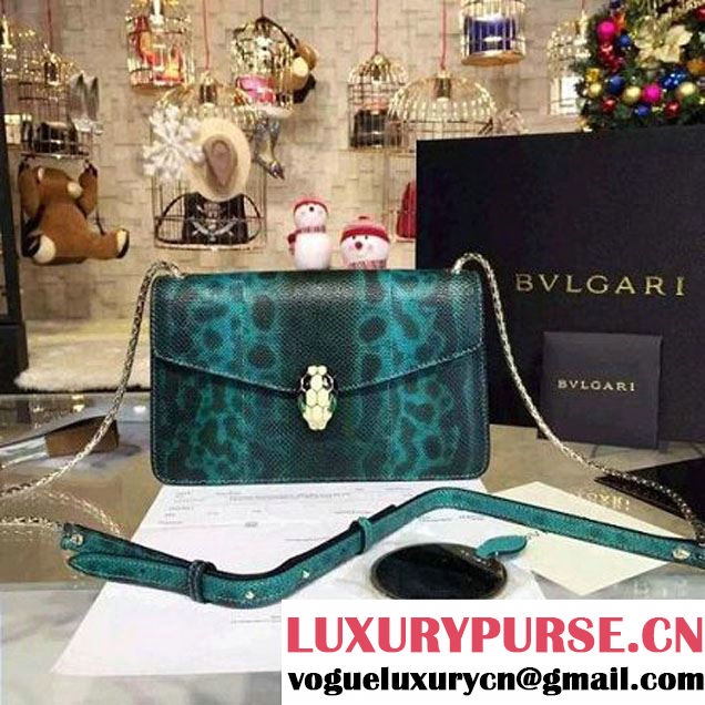 Bvlgari Python Leather Serpenti Forever Flap Cover Bag Green 22cm (BGJ-6011601 )