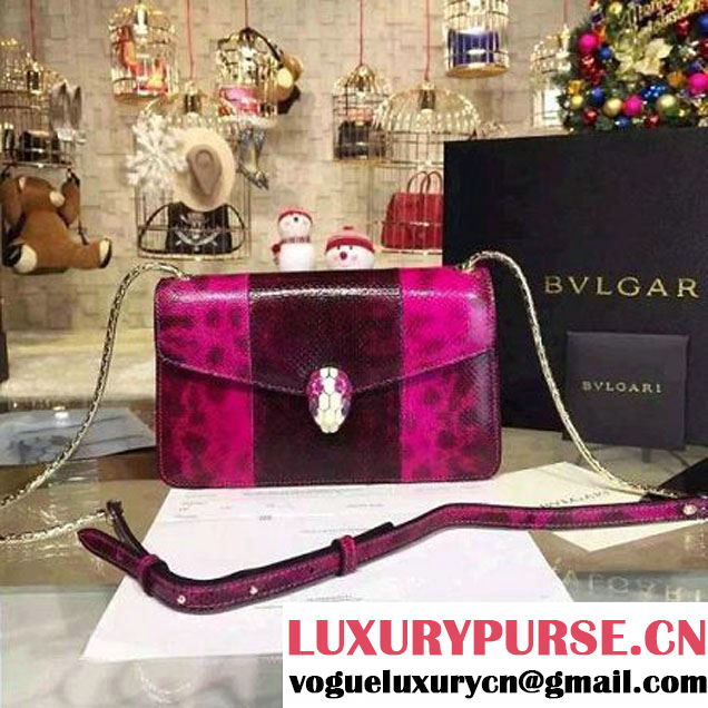 Bvlgari Python Leather Serpenti Forever Flap Cover Bag Rosy 22cm (BGJ-6011602 )