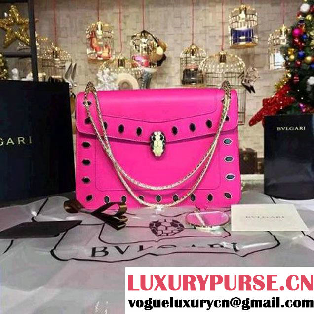 Bvlgari Serpenti Forever Flap Cover Bag With Scaglie Studs 28cm Rosy 2016 (BGJ-6012909 )