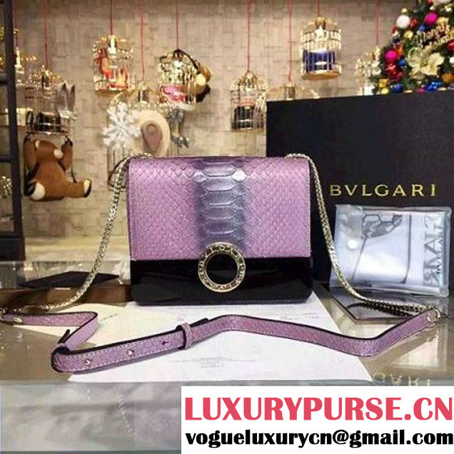 Bvlgari Small Bvlgari Bvlgari Python Skin Flap Cover Bag Purple (BGJ-6012912 )