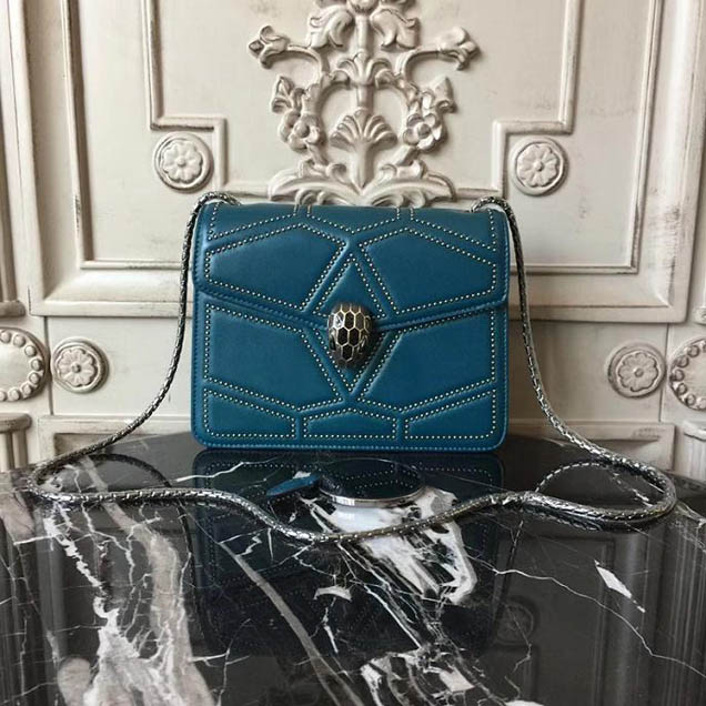 Bulgari Serpenti Forever Quilted Stardust 20cm Small with Single Gusset Bag Calfskin Leather Fall Winter 2017 Collection Turquoise