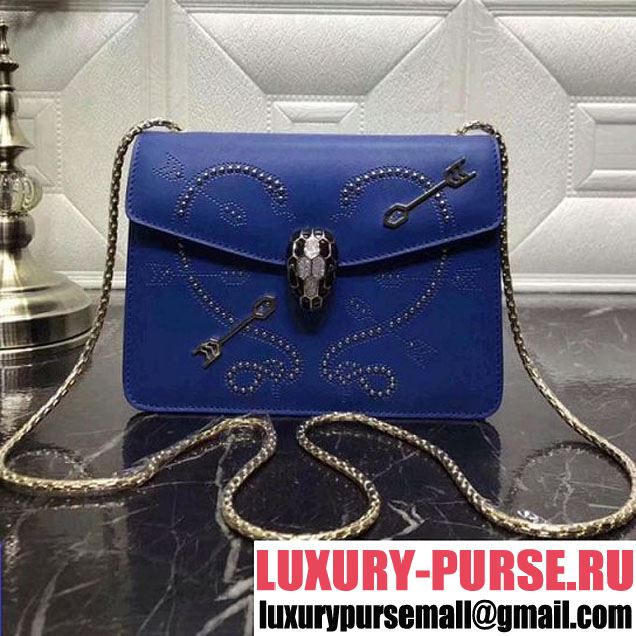 Bvlgari Serpenti Forever in Studded "Pop-Heart" Calfskin Blue 24cm 2018 (AFEI-8011616 )