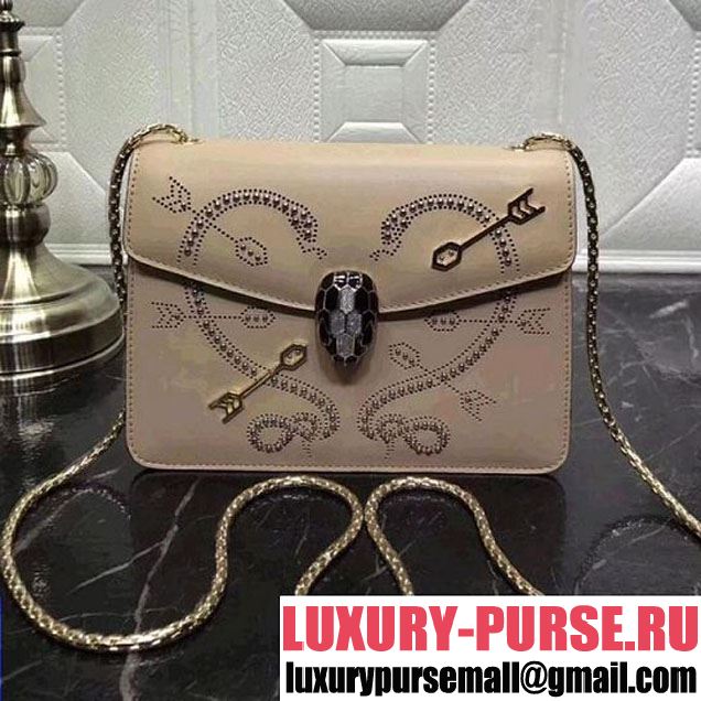 Bvlgari Serpenti Forever in Studded "Pop-Heart" Calfskin Beige 24cm 2018 (AFEI-8011615 )