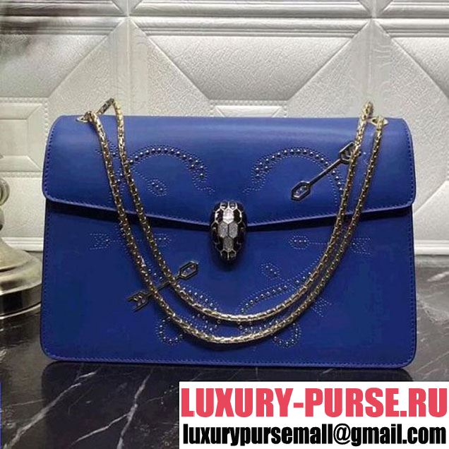 Bvlgari Serpenti Forever in Quilted Winer Stars Calfskin Royal Blue 24cm 2018 (AFEI-8011609 )