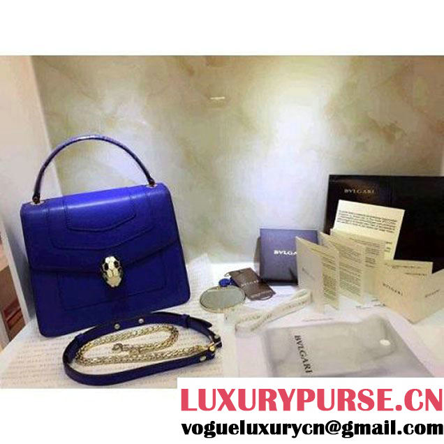 Bvlgari Serpenti Forever Blue Calfskin Tote Flap Bag 2015 (BGJ-041815 )