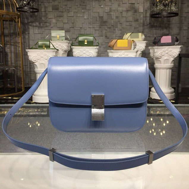 Celine Classic Box Bag 24cm Smooth Calfskin Spring Summer 2018 Collection Medium Blue