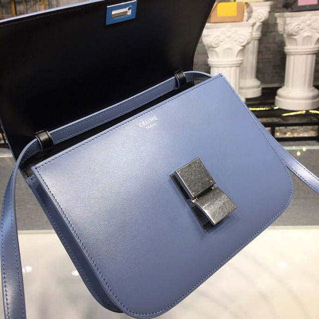 Celine Classic Box Bag 24cm Smooth Calfskin Spring Summer 2018 Collection Medium Blue