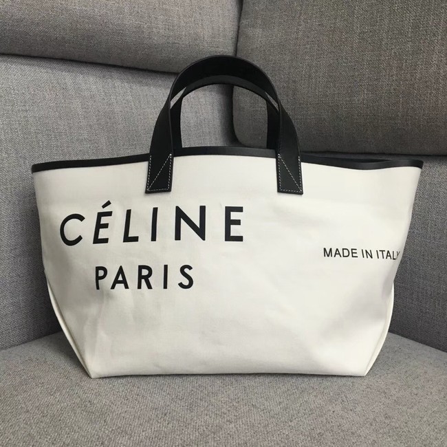 CELINE SMALL MADE IN TOTE IN TEXTIL 83181 WHITE & BLACK