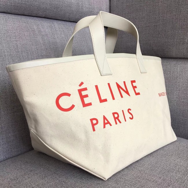 CELINE SMALL MADE IN TOTE IN TEXTIL 83181 WHITE & RED 
