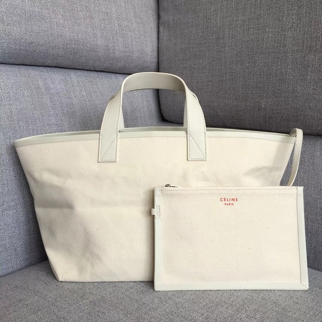 CELINE SMALL MADE IN TOTE IN TEXTIL 83181 WHITE & RED 
