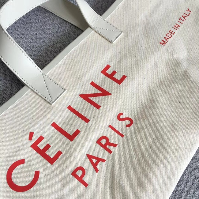 CELINE SMALL MADE IN TOTE IN TEXTIL 83181 WHITE & RED 