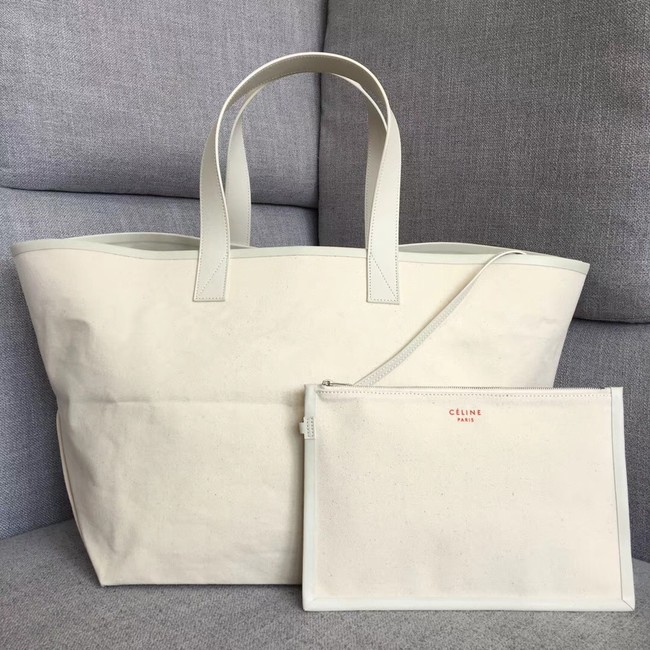 CELINE MEDIUM MADE IN TOTE IN TEXTILE 83180 WHITE & RED 