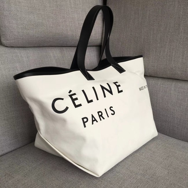 CELINE MEDIUM MADE IN TOTE IN TEXTILE 83180 WHITE & BLACK 