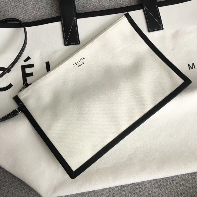 CELINE MEDIUM MADE IN TOTE IN TEXTILE 83180 WHITE & BLACK 
