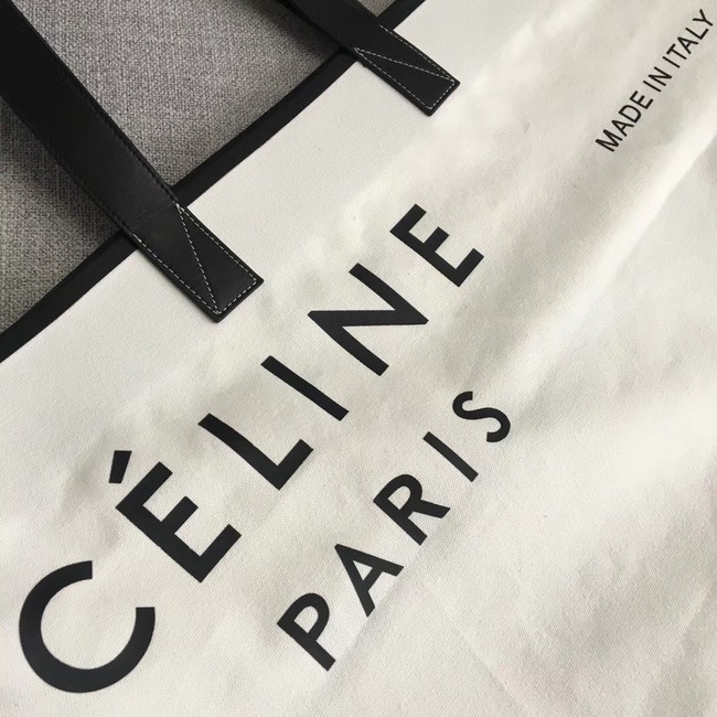 CELINE MEDIUM MADE IN TOTE IN TEXTILE 83180 WHITE & BLACK 
