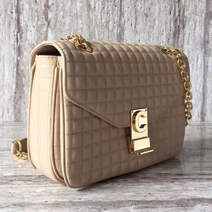 Celine Medium C Bag In Quilted Calfskin 187253 Nude 2018