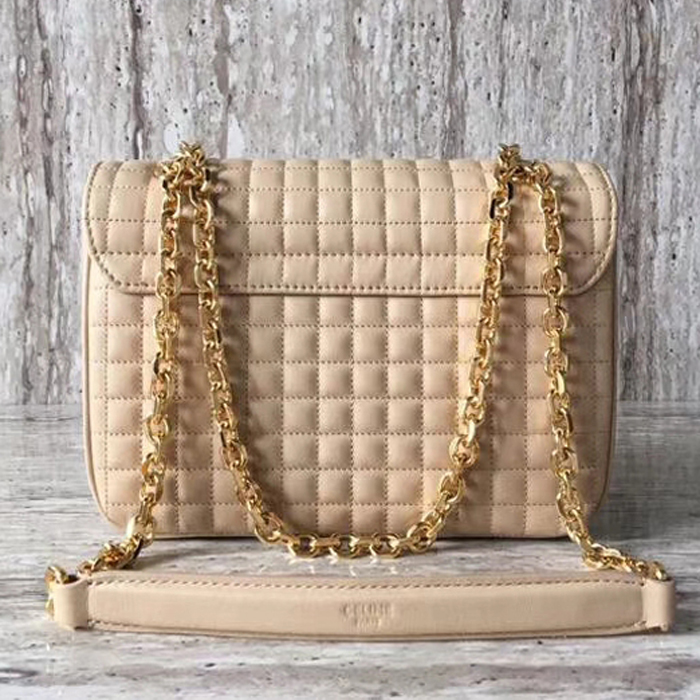 Celine Medium C Bag In Quilted Calfskin 187253 Nude 2018
