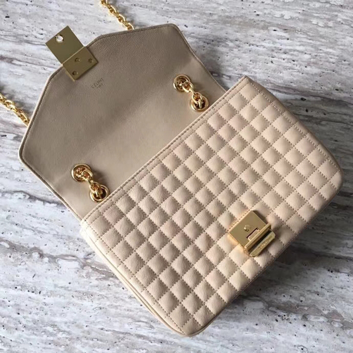 Celine Medium C Bag In Quilted Calfskin 187253 Nude 2018