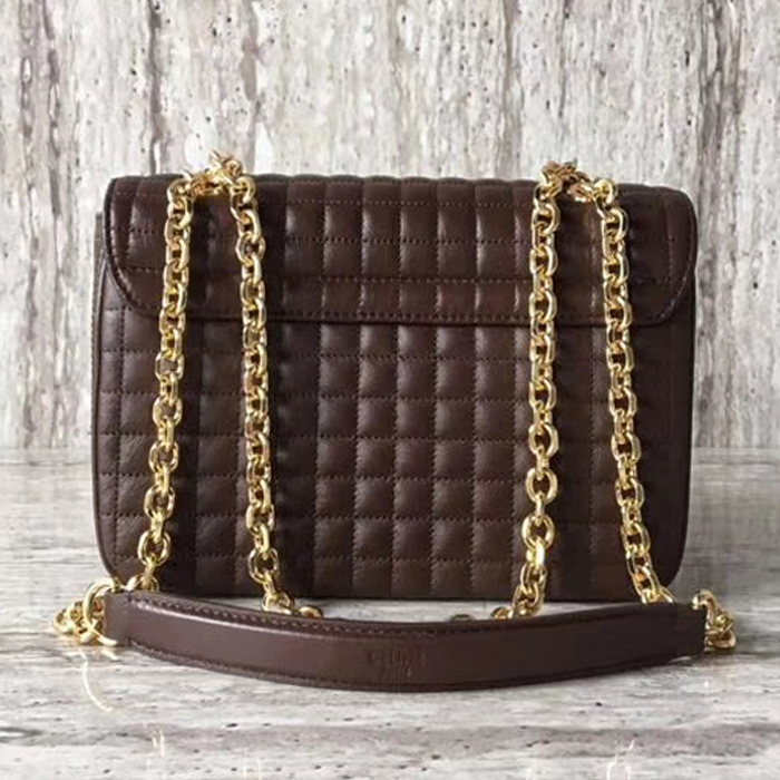 Celine Medium C Bag In Quilted Calfskin 187253 Chocolate 2018
