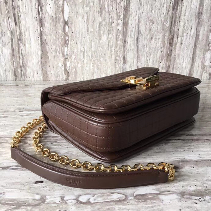 Celine Medium C Bag In Quilted Calfskin 187253 Chocolate 2018