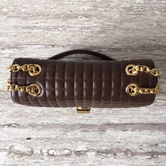 Celine Medium C Bag In Quilted Calfskin 187253 Chocolate 2018
