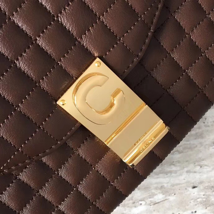 Celine Medium C Bag In Quilted Calfskin 187253 Chocolate 2018