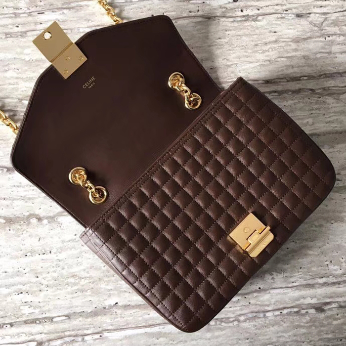 Celine Medium C Bag In Quilted Calfskin 187253 Chocolate 2018