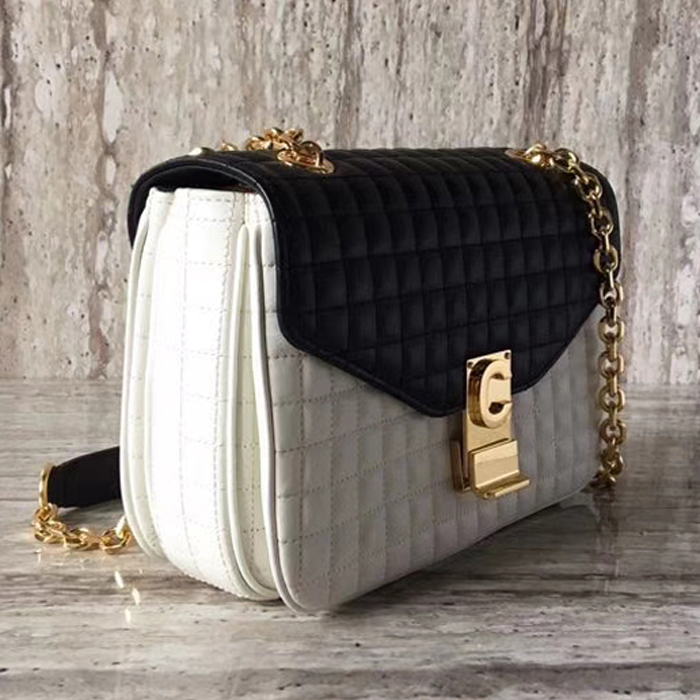 Celine Medium C Bag In Quilted Calfskin 187253 Black White 2018