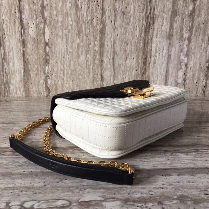 Celine Medium C Bag In Quilted Calfskin 187253 Black White 2018