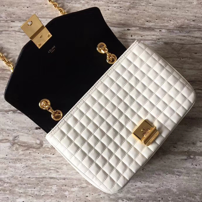 Celine Medium C Bag In Quilted Calfskin 187253 Black White 2018