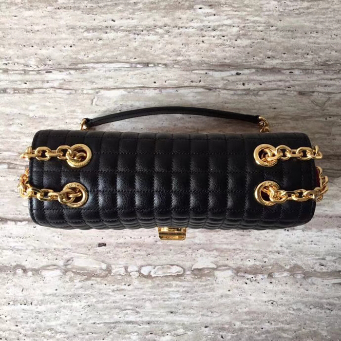 Celine Medium C Bag In Quilted Calfskin 187253 Black Red 2018