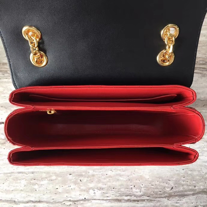 Celine Medium C Bag In Quilted Calfskin 187253 Black Red 2018