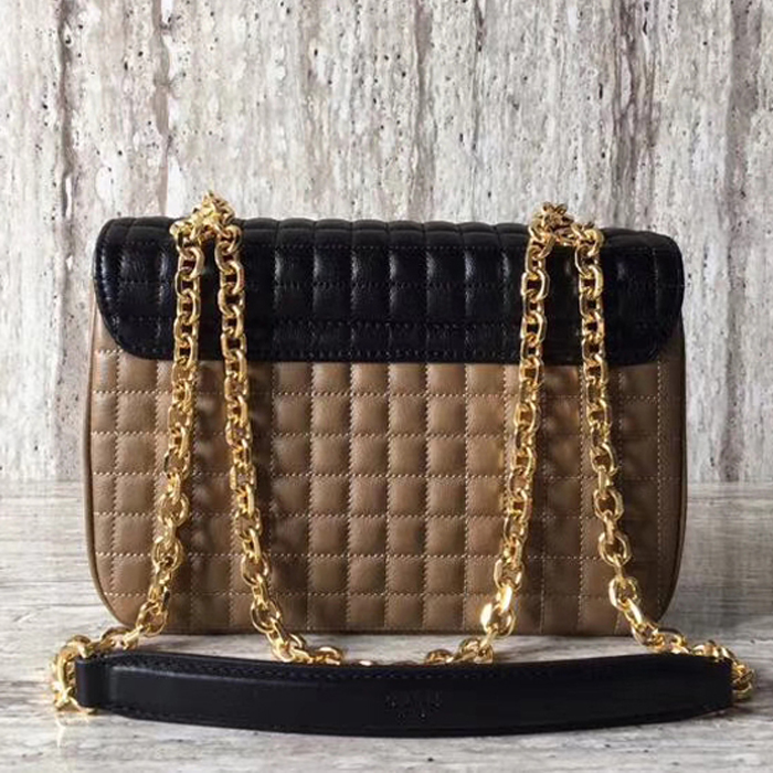 Celine Medium C Bag In Quilted Calfskin 187253 Black Camel 2018