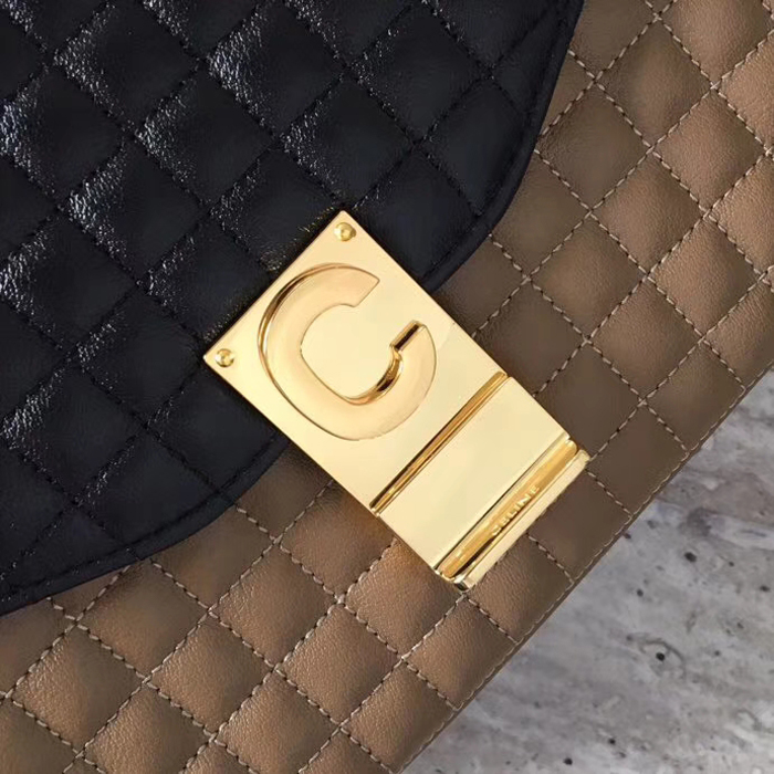 Celine Medium C Bag In Quilted Calfskin 187253 Black Camel 2018