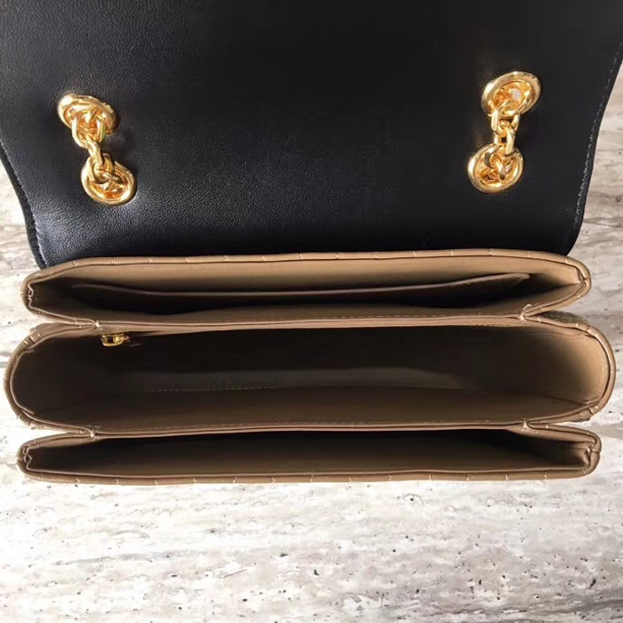 Celine Medium C Bag In Quilted Calfskin 187253 Black Camel 2018
