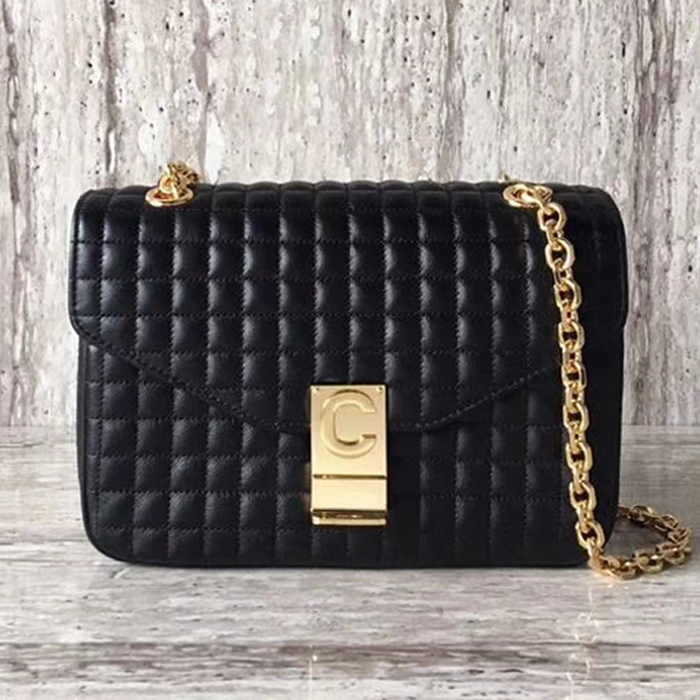 Celine Medium C Bag In Quilted Calfskin 187253 Black 2018