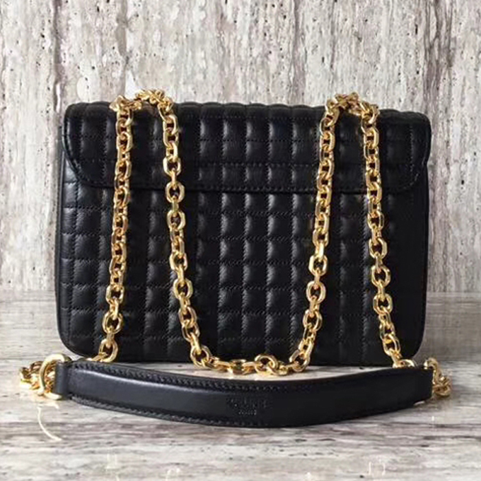 Celine Medium C Bag In Quilted Calfskin 187253 Black 2018