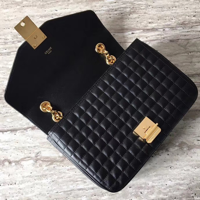 Celine Medium C Bag In Quilted Calfskin 187253 Black 2018