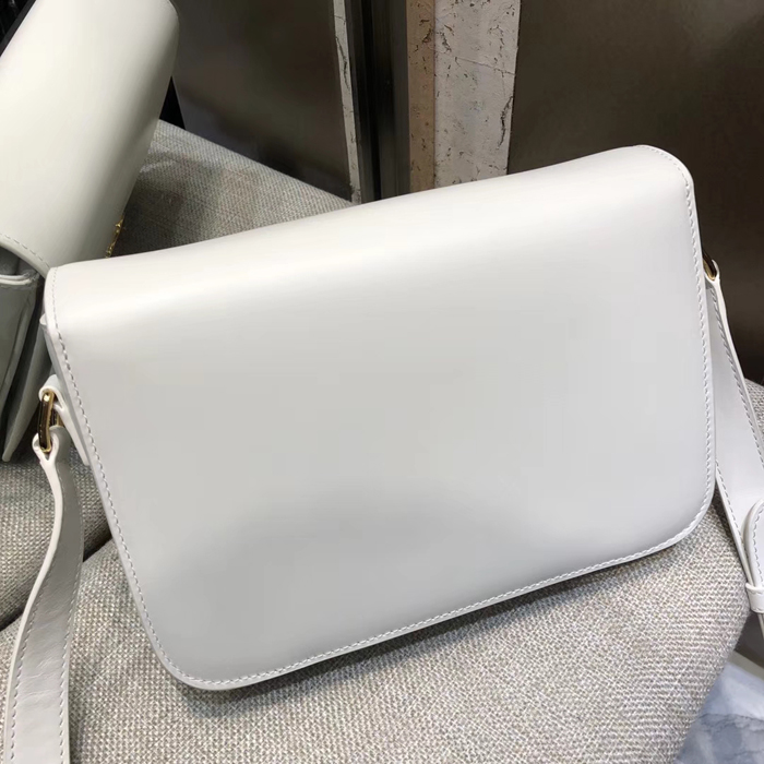 Celine Medium Triomphe Bag In Shiny Calfskin 187363 White 2018
