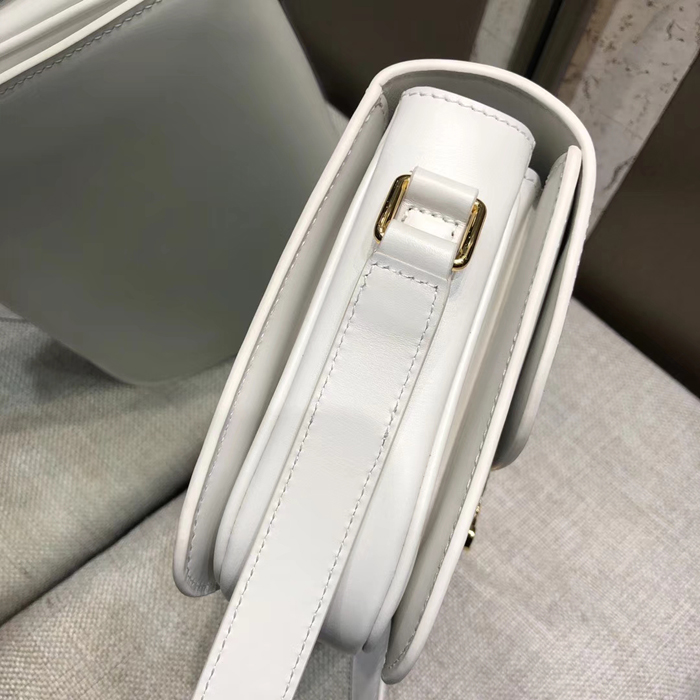 Celine Medium Triomphe Bag In Shiny Calfskin 187363 White 2018