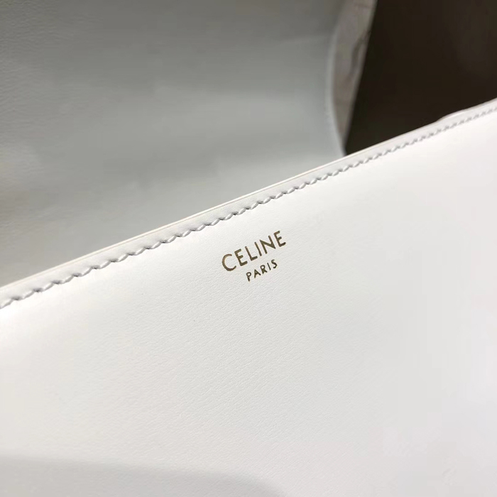 Celine Medium Triomphe Bag In Shiny Calfskin 187363 White 2018