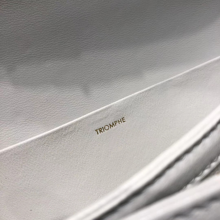 Celine Medium Triomphe Bag In Shiny Calfskin 187363 White 2018
