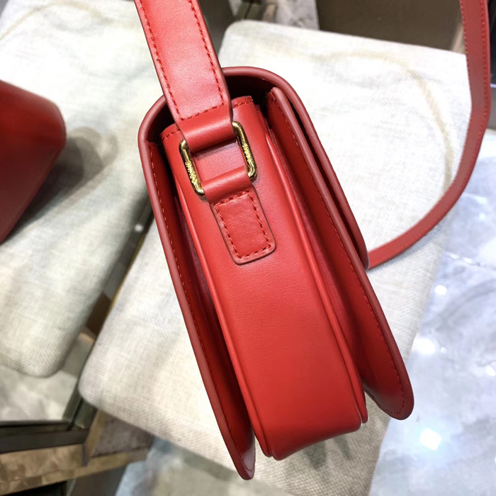 Celine Medium Triomphe Bag In Shiny Calfskin 187363 Red 2018