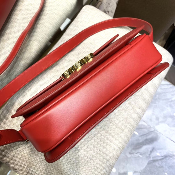 Celine Medium Triomphe Bag In Shiny Calfskin 187363 Red 2018