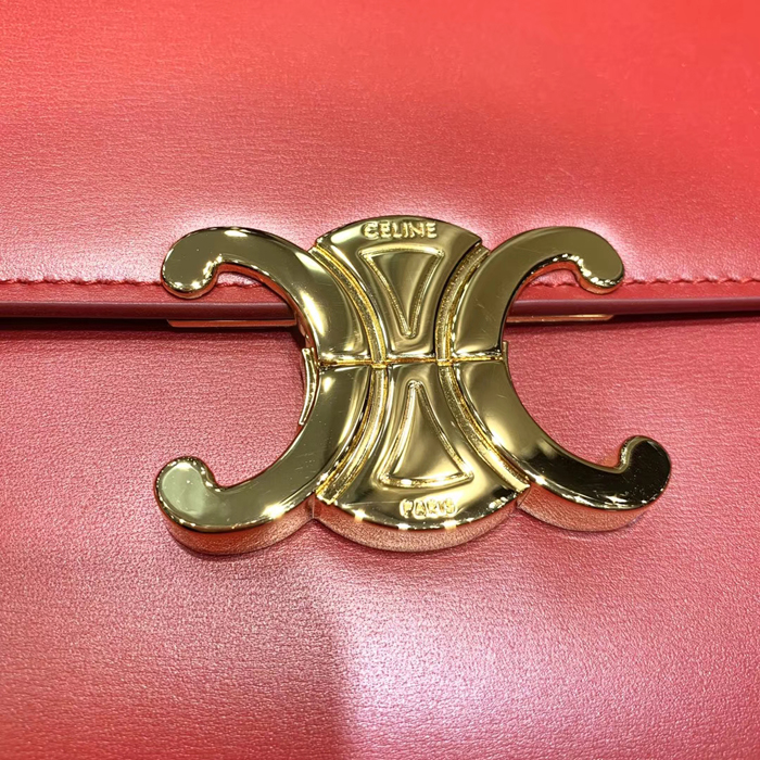 Celine Medium Triomphe Bag In Shiny Calfskin 187363 Red 2018
