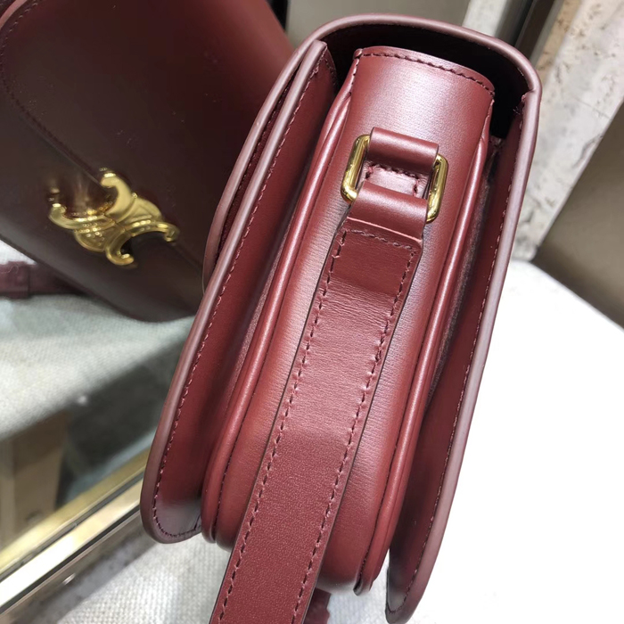 Celine Medium Triomphe Bag In Shiny Calfskin 187363 Light Burgundy 2018