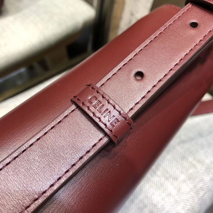 Celine Medium Triomphe Bag In Shiny Calfskin 187363 Light Burgundy 2018