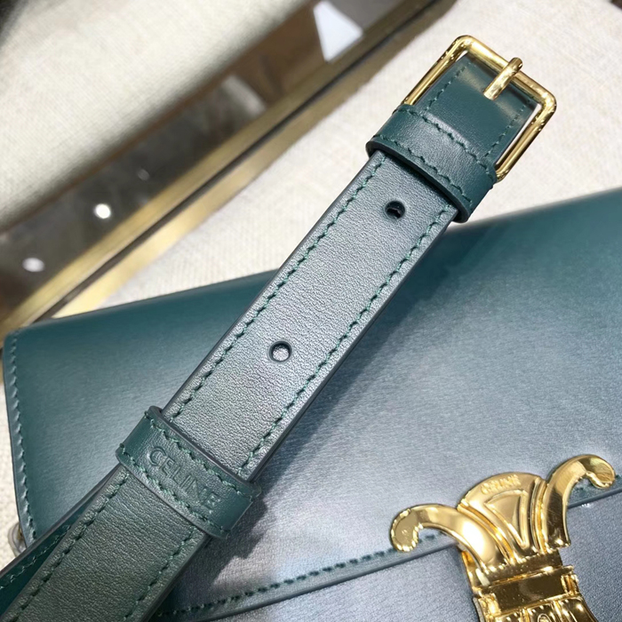Celine Medium Triomphe Bag In Shiny Calfskin 187363 Green 2018