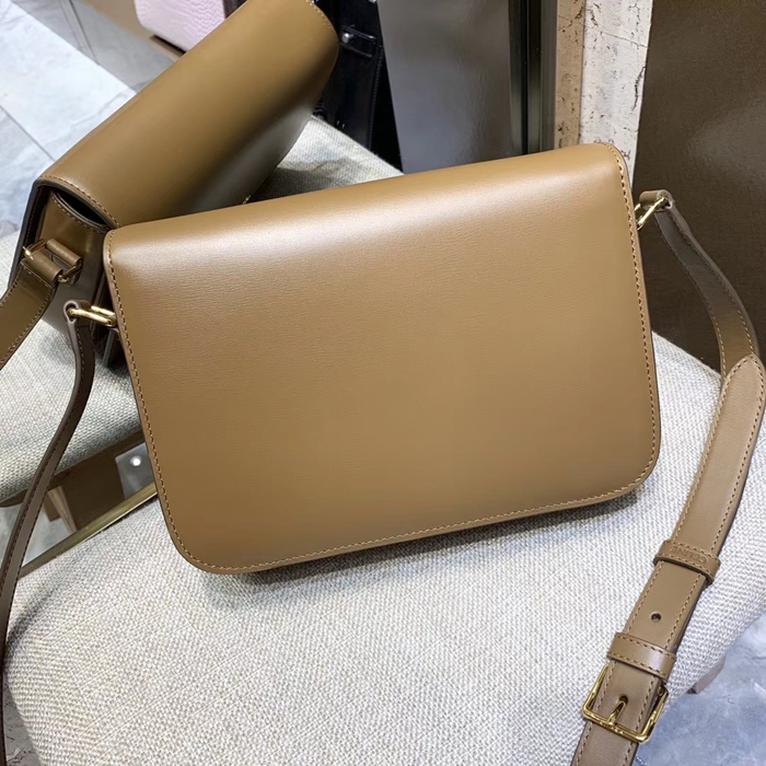 Celine Medium Triomphe Bag In Shiny Calfskin 187363 Caramel Brown 2018